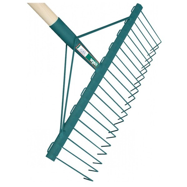 Balai à gazon pro 20 dents fil rond manche bois 150 cm FORGES DE MAGNE