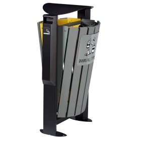 Corbeille sur pied 2X60L avec cendrier Rossignol