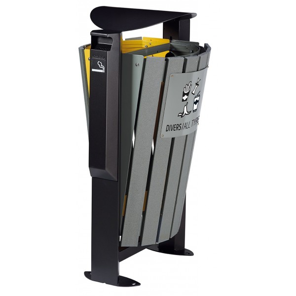 Corbeille sur pied 2X60L avec cendrier Rossignol