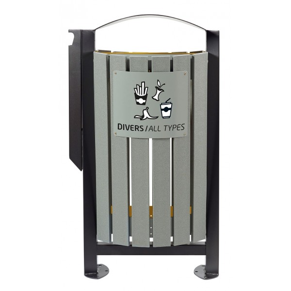 Corbeille sur pied 2X60L avec cendrier Rossignol
