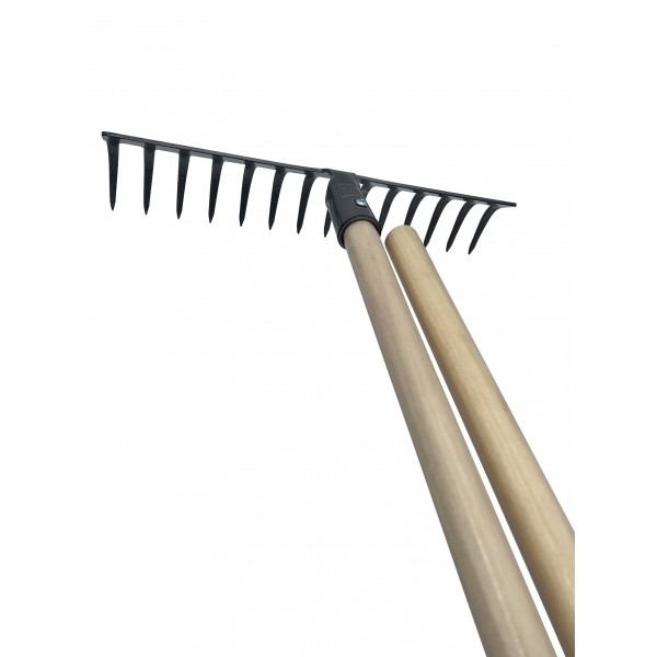 Râteau à douille forgée 14 dents courbes EM150 bois PCS