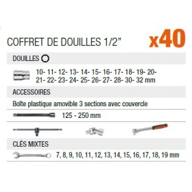 Coffret douilles 1/2" 40 pcs BAHCO