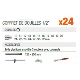 Coffret douilles 1/2" 24 pcs BAHCO