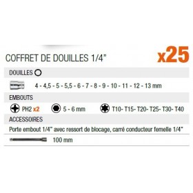 JEU DE DOUILLE 14 25PCS