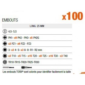 Jeu d'embouts x100 pcs BAHCO