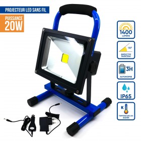 PROJECTEUR LED 20W BATTERIE IP65