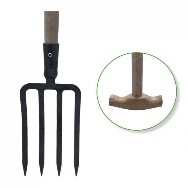 Fourche à bêcher 4 dents 27cm EM90 béquille Lyon PCS