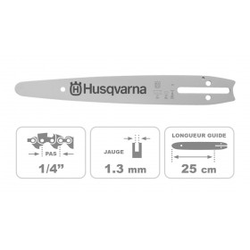 Guide chaine effilé 25SN - 1/4 - 1,3mm HUSQVARNA