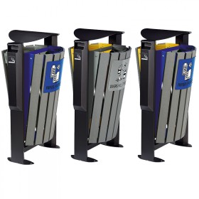 Corbeille sur pied 2X60L avec cendrier Rossignol