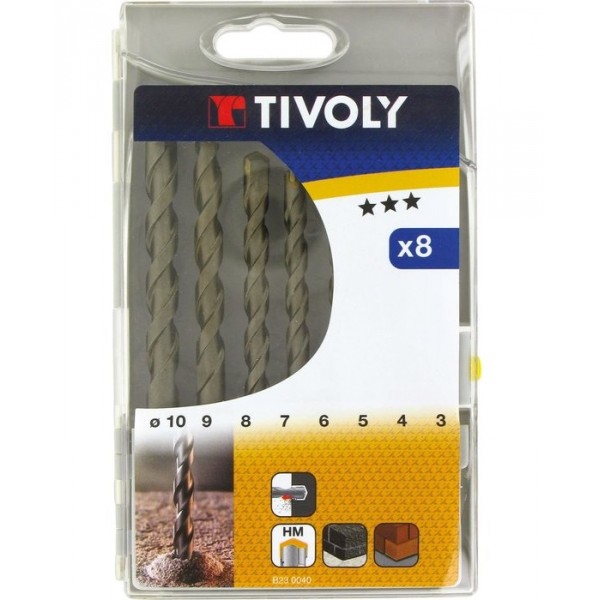 Coffret 8 forets béton carbure Ø 3/10mm