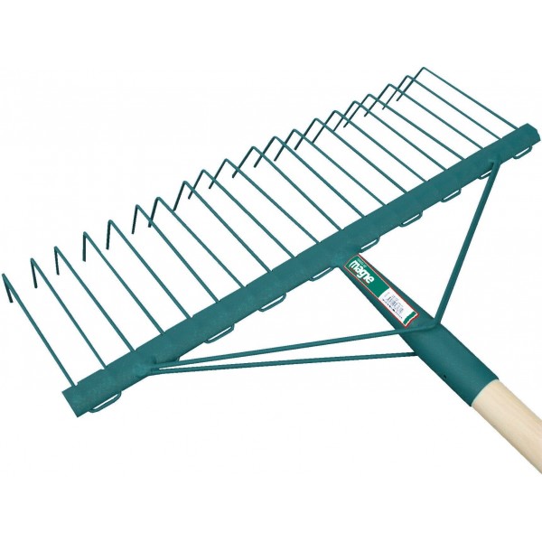 Balai à gazon pro 20 dents fil rond manche bois 150 cm FORGES DE MAGNE