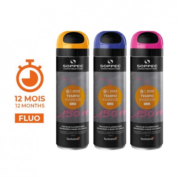 Aérosol traçage 500ml éphémère TEMPO MARKER fluo 1 mois