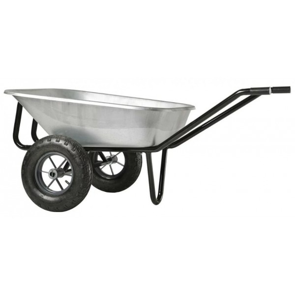Brouette expert twin premium galvanisé 160L roues gonflées HAEMMERLIN