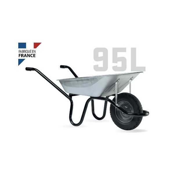 Brouette galvanisé AKTIV ONE 95L roue gonflée HAEMMERLIN