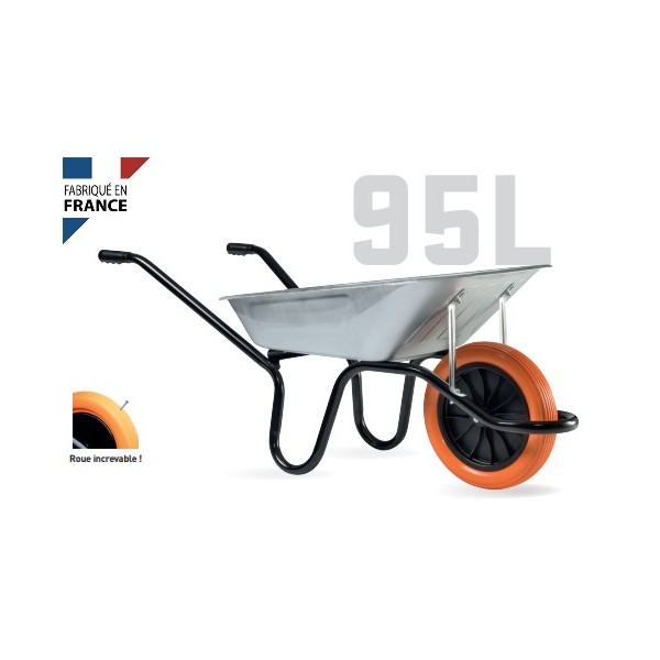 Brouette galvanisé AKTIV ONE 95L roue increvable HAEMMERLIN