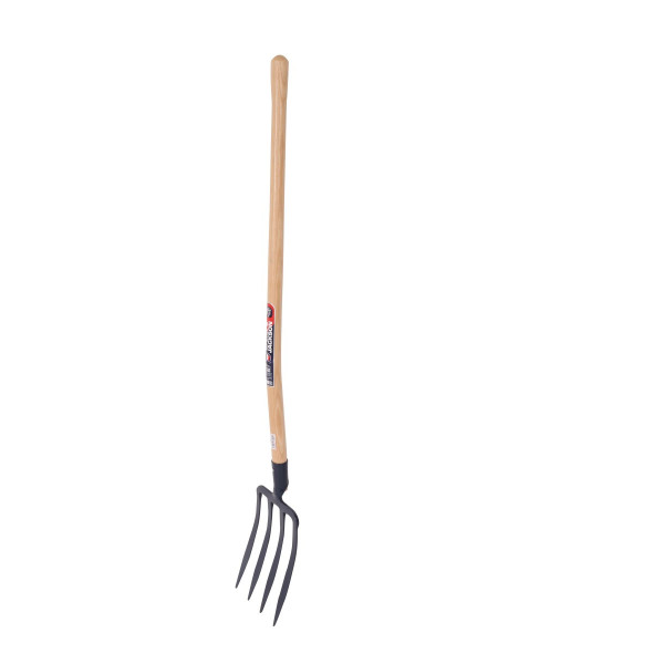 Fourche à bêcher 4 dents 27x18 spatules EM110 bois, pour les terres légères et les sols sableux, disponible chez jardins loisirs