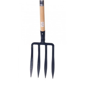 Fourche à bêcher 4 dents 27x18 spatules EM110 bois, pour les terres légères et les sols sableux, disponible chez jardins loisirs