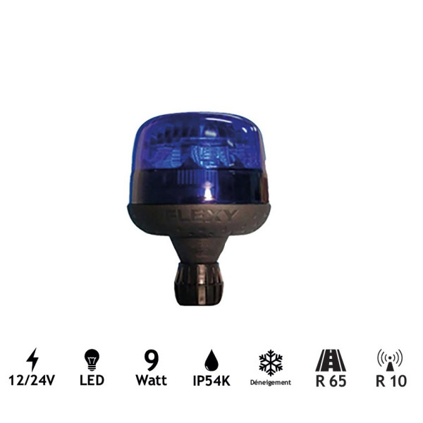 Gyrophare fléxible flash Led Bleu 12/24V