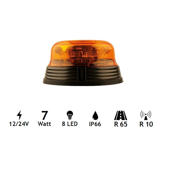 Gyrophare rotatif plat 8 Led 12/24V