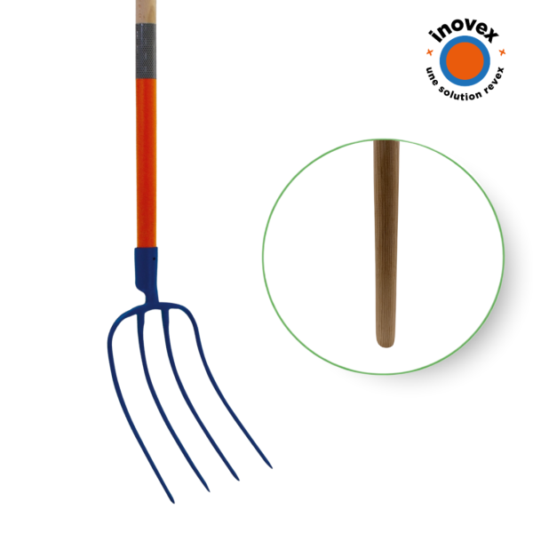 Fourche à fumier 4 dents 30x18 EM135 bois cintré INOVEX