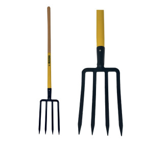Fourche à bêcher 4 dents 23x16 compacte EM100 bois
