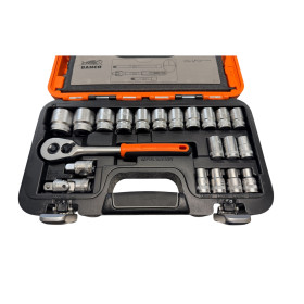 Coffret douilles 6P 1/2''M et cliquet 24 pcs BAHCO