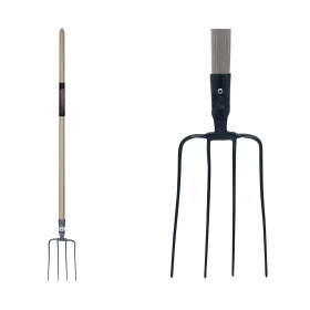 Fourche à fumier 4 dents 30x20 EM135 bois cintré PCS