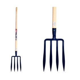 Fourche à bêcher 4 dents 27x18 spatules EM110 bois, pour les terres légères et les sols sableux, disponible chez jardins loisirs