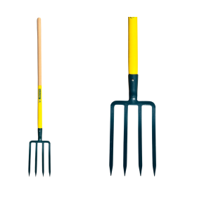 Fourche à bêcher 4 dents 23x16 compacte EM100 bois