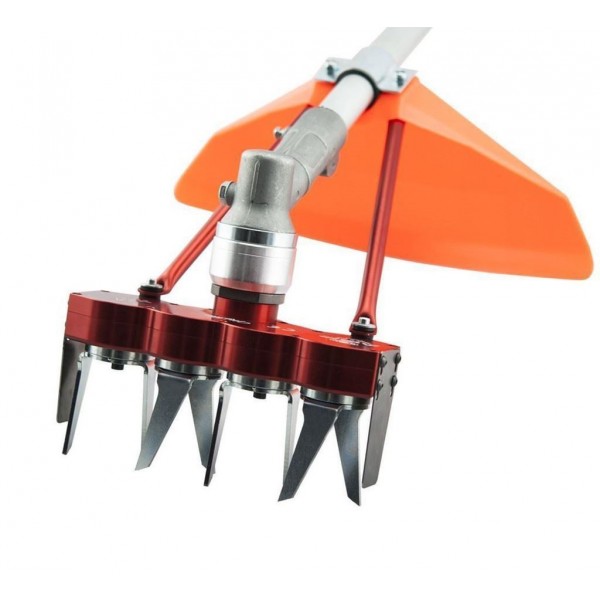 Herse rotative adaptable sur débrousailleuse